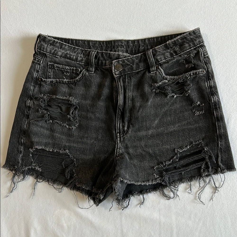 American Eagle Outfitters Black Distressed Jean Shorts Sz 10